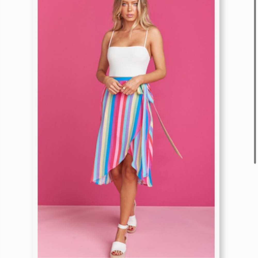 Show Me Your Mumu × Barbie Panama Wrap Skirt Color: Ken's Crayons Cruise